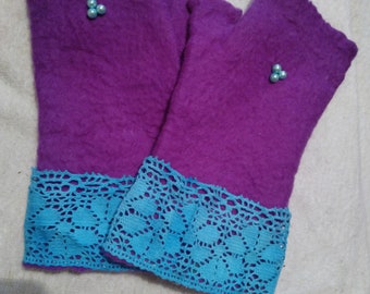 Felt mittens, Wool mittens, Wool fingerless gloves, Wool gloves, Felt woman gloves, Gift for her