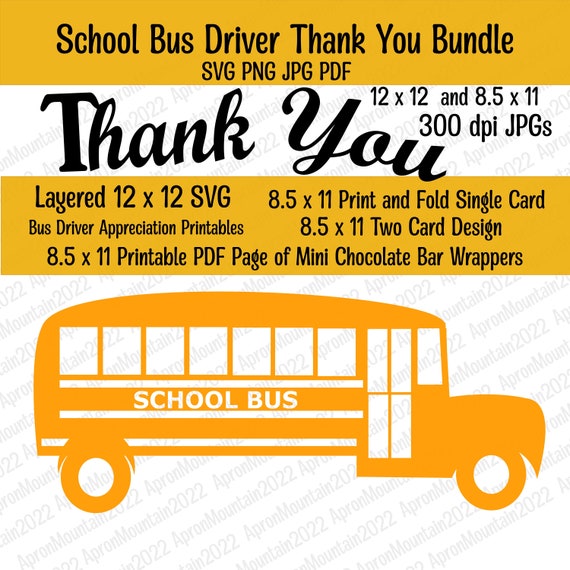 Bus Driver Appreciation Printable Bundle Printable School - Etsy