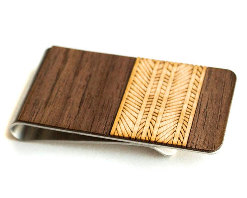 Money Clip Free Engraving Minimalist Wallet Wooden Image 0