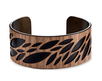 nature jewelry, 5th anniversary gift, Wood bracelet, leaf jewelry, bangle bracelet, cuff bracelet