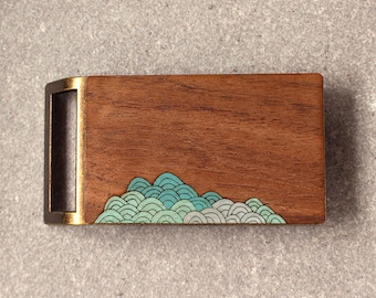 Cool Belt Buckle, Ocean belt buckle, Wood belt buckle, Surfer gift, handmade in usa, etsy usa