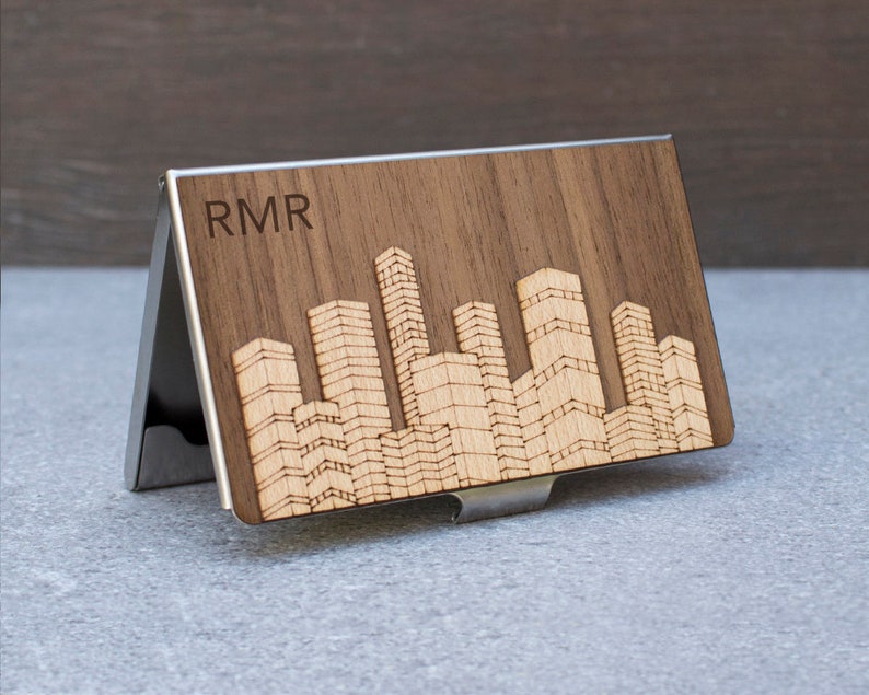 Personalized Card Case Treeline and Tide Business Card Case Etsy