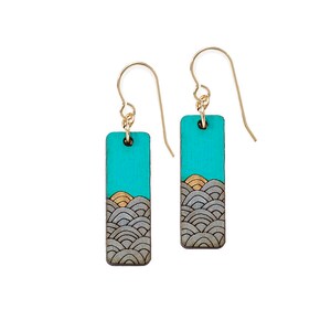 Ocean earrings, gift for ocean lover, gift for beach lover, waves jewelry, Beach Earrings, Gift for sister, gift for mom Teal/Gray
