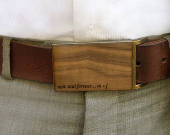 Personalized Belt Buckle, Groomsman Belt Buckle, 5 year Anniversary Gift, wooden belt buckle