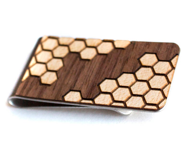 Minimalist Wallet Money Clip Card Holder Laser Cut Wood Image 0