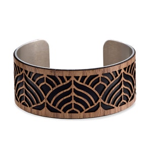 Leaf jewelry, Yoga Jewelry, Yoga gift, Wood Bracelet, Wooden Bracelet, Nature Jewelry, Wood Cuff bracelet, Laser cut wood, nature gift Lotus