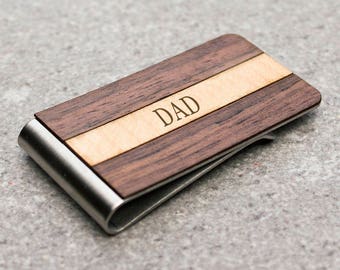 Father's Day, Minimalist wallet, money clip, father's day gift, card holder, Dad gift, wooden money clip, boyfriend gift, husband gift