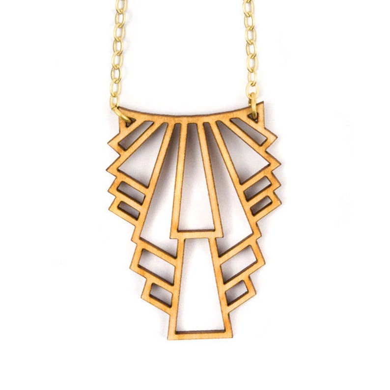 Art Deco Jewelry Long Gold Necklace Layering Necklace art Etsy