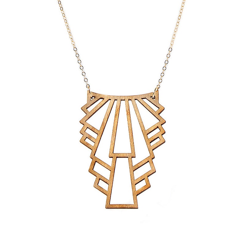 Art Deco Jewelry Long Gold Necklace Layering Necklace art Etsy