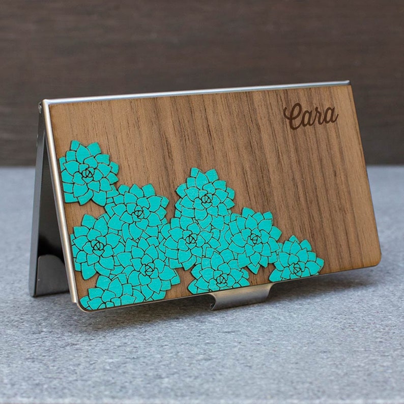 Business Card Case for Women Free Engraving Business Card Etsy