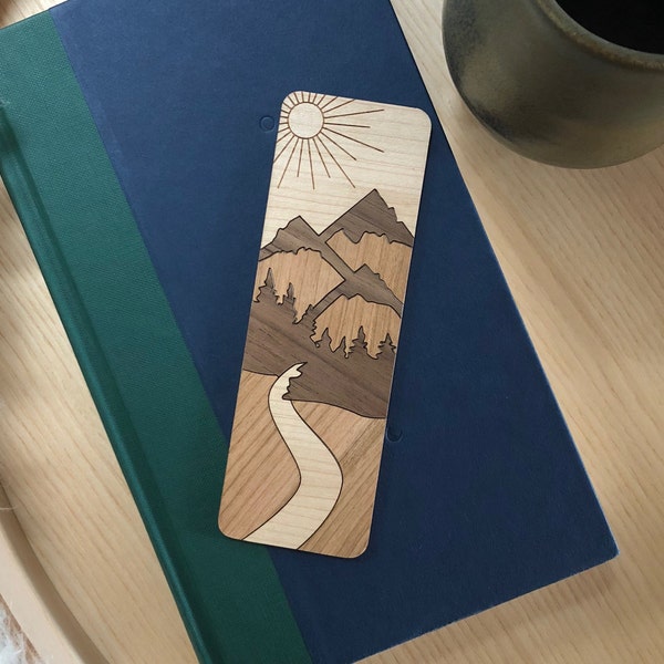 Mountain bookmark, Wooden bookmark, Outdoor lover bookmark, Book Lover Gift, Avid Reader, Book Club Gift, Teacher Gift, Wood bookmark