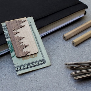 Forest Money Clip: Maple & Walnut Wood, Nature Lover Gift