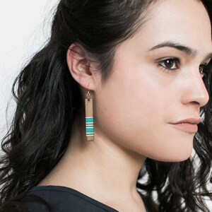 Wood Earrings, long geometric Earrings, Laser Cut Earrings image 7