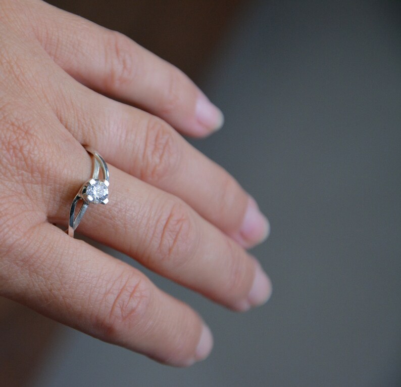 Fine Silver Ring Fine Silver Engagement Ring Handmade Engagement Ring set with Zircon