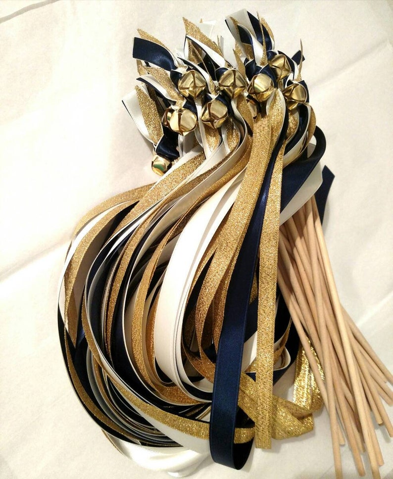 50 Wedding Wands Ribbon Wands Ceremony Exit Ideas Metallic Etsy