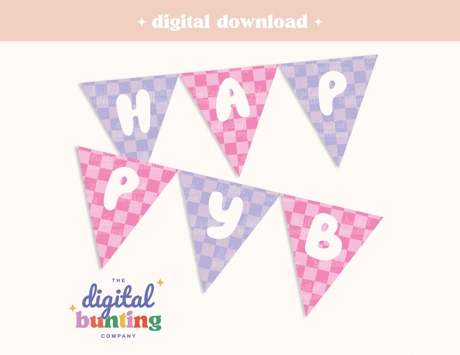 Bluey Pink Purple Birthday Banner – Printable Party Decoration (digital ...