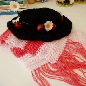 Crochet Mary Poppins Hat & Scarf, Perfect additions to My Mary Poppins Child&#39;s dress