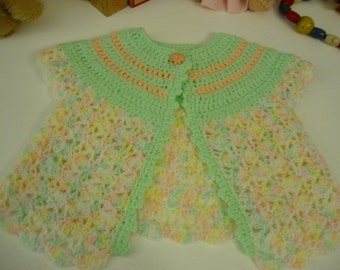 Sweetest Peach & Soft Green Baby Sweater, Baby size 0-3 month