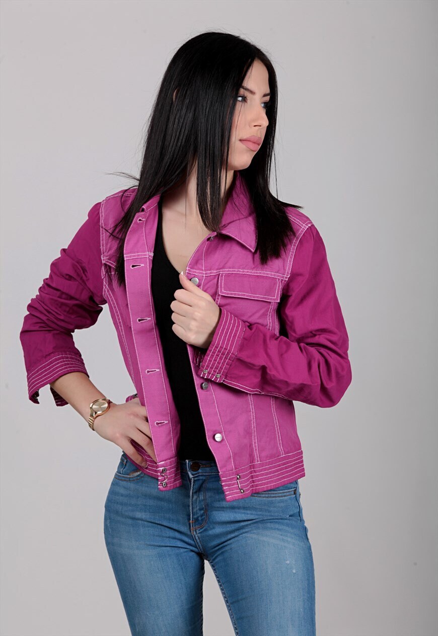 MEXX Vintage Fuchsia Denim Style Jacket 