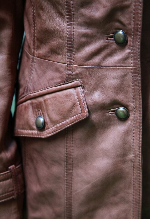 Julia S. Roma, Midi Brown Leather Jacket - Gem