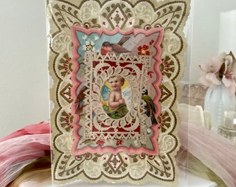Greeting Card, Ephemera, Embossed Antique, Love Poem