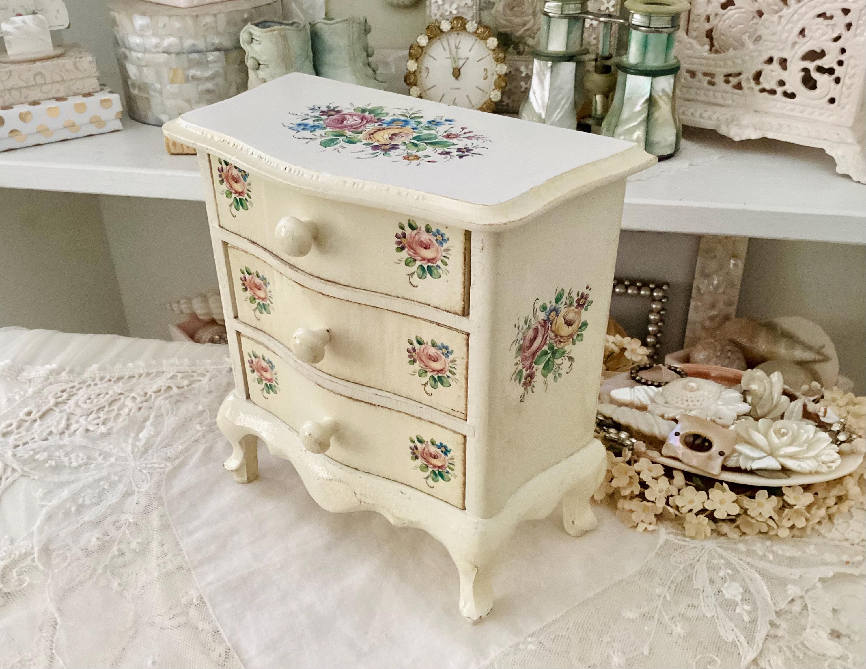 Italian Florentine Chest of Drawers - Dresser Jewelry Box - Cream