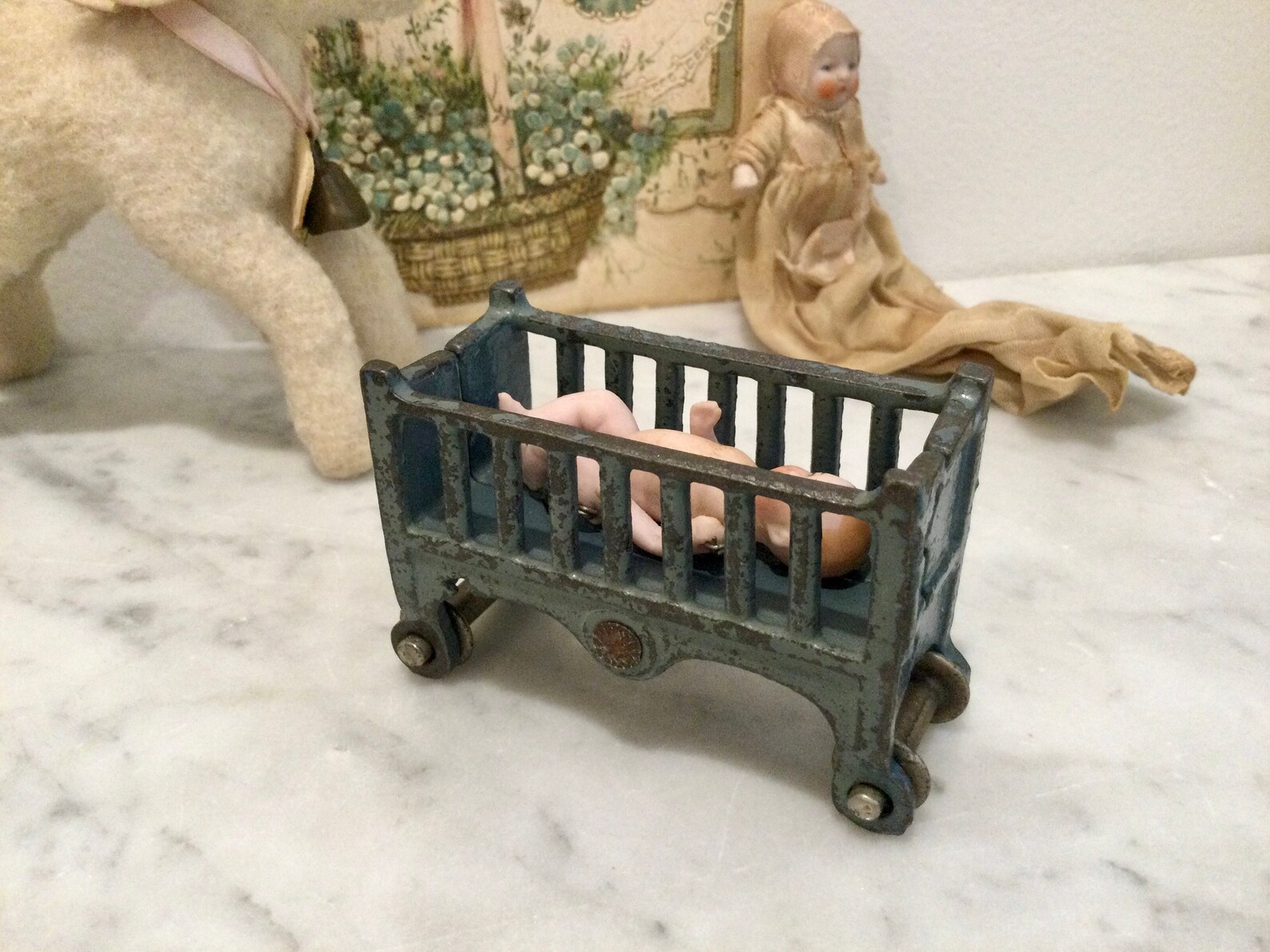 Vintage Baby Crib Cast Iron Kilgore German Dollhouse Furniture Etsy