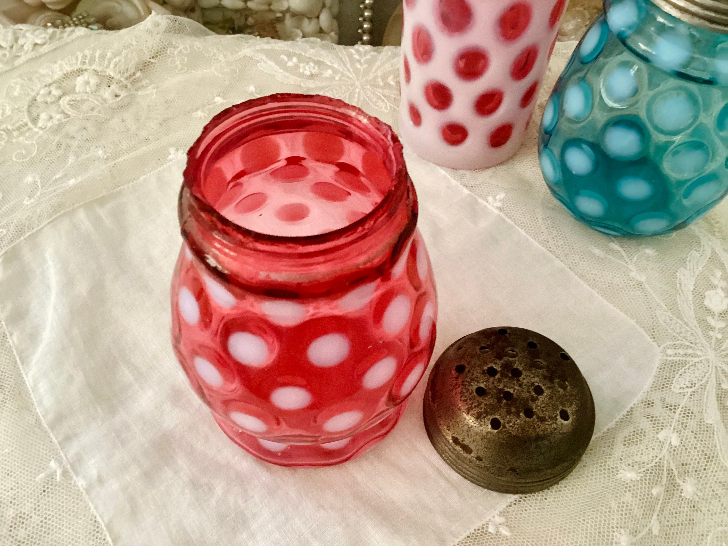 Fenton Coin Dot Cranberry Opalescent Sugar Shaker - Etsy