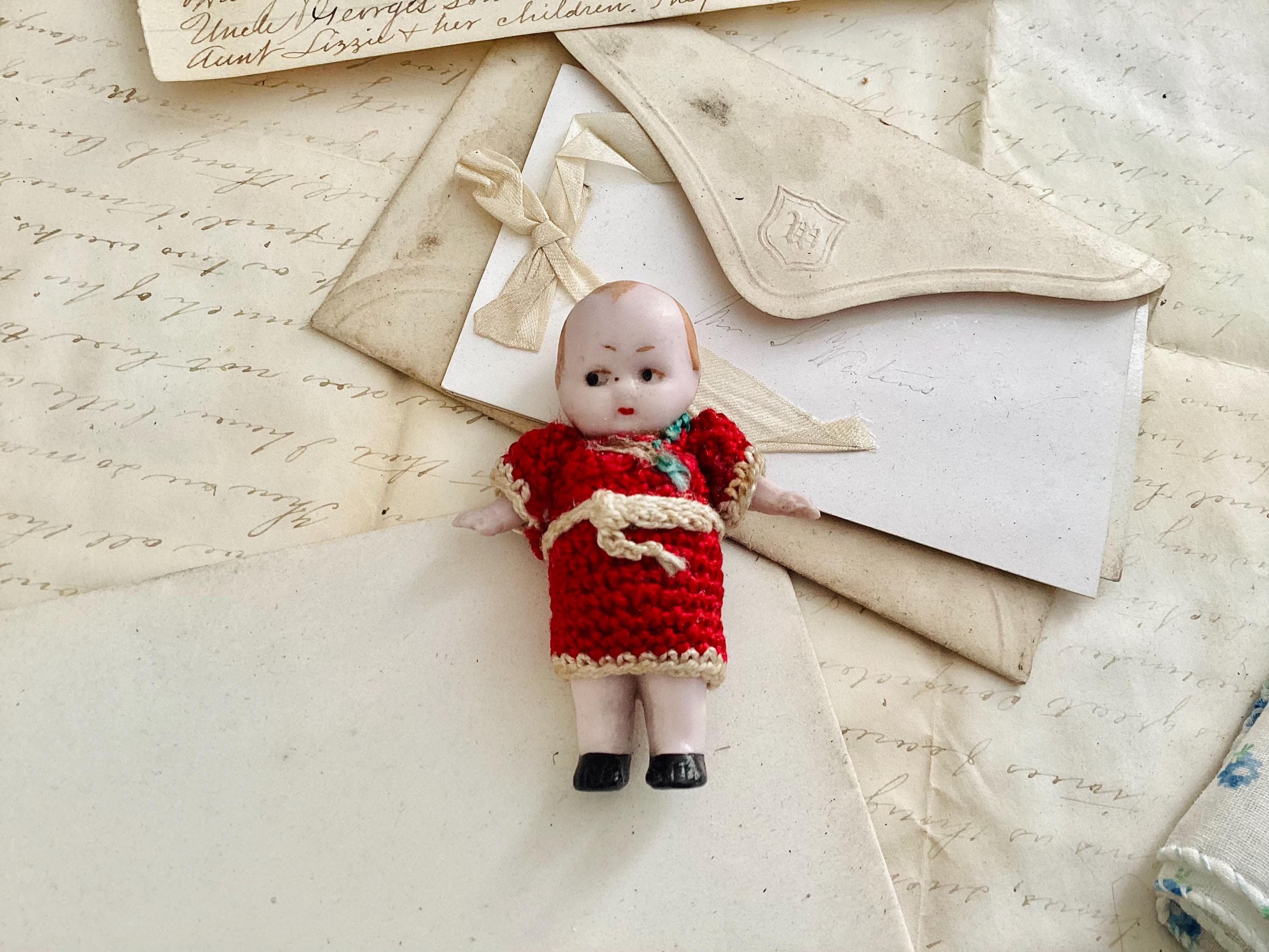 Antique German Boy Baby Doll Miniature Hertwig 1920's Tiny Bisque