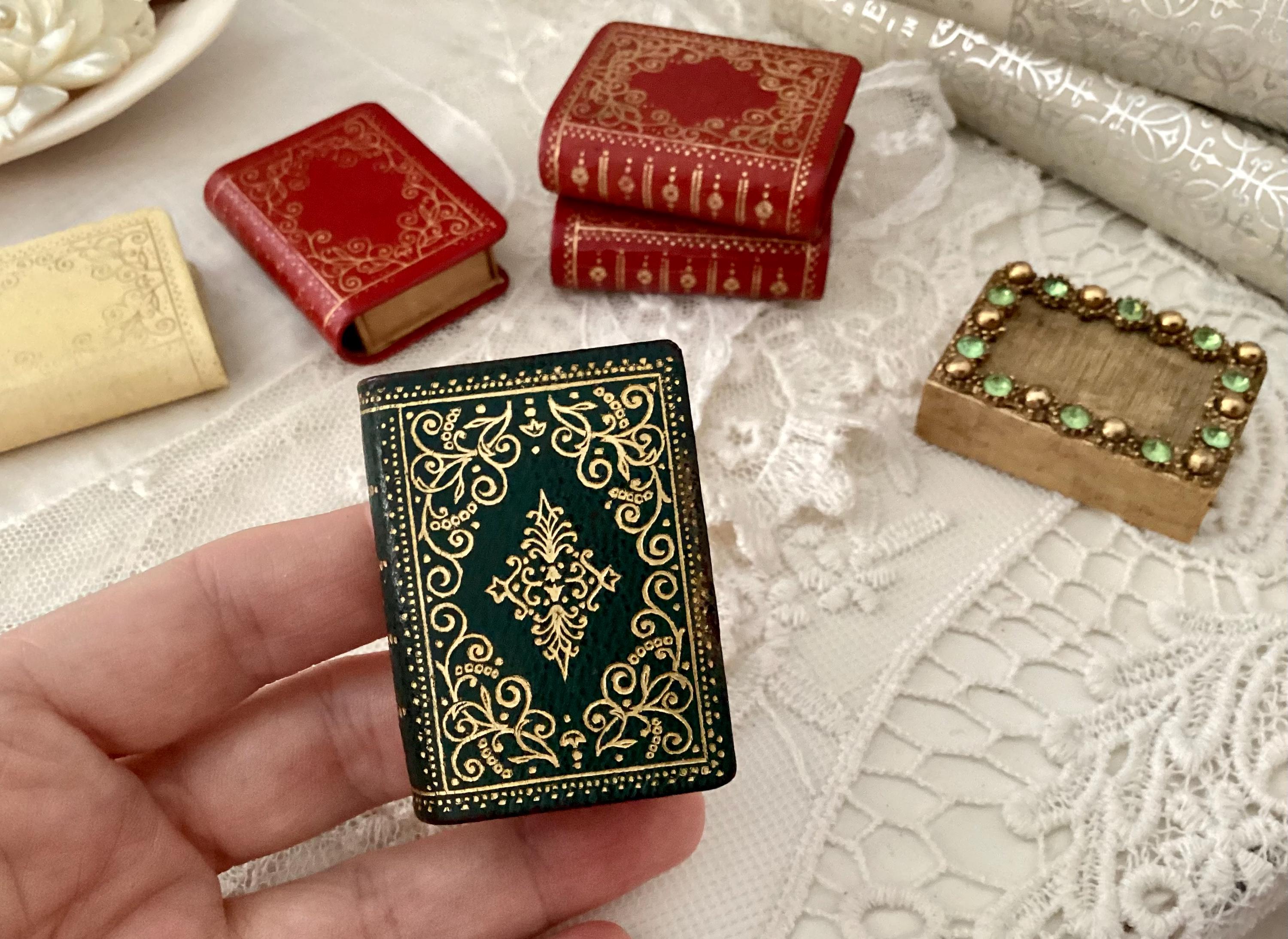 ONE Antique Little Leather Book Shaped Matchbox, Dark Blue, Match
