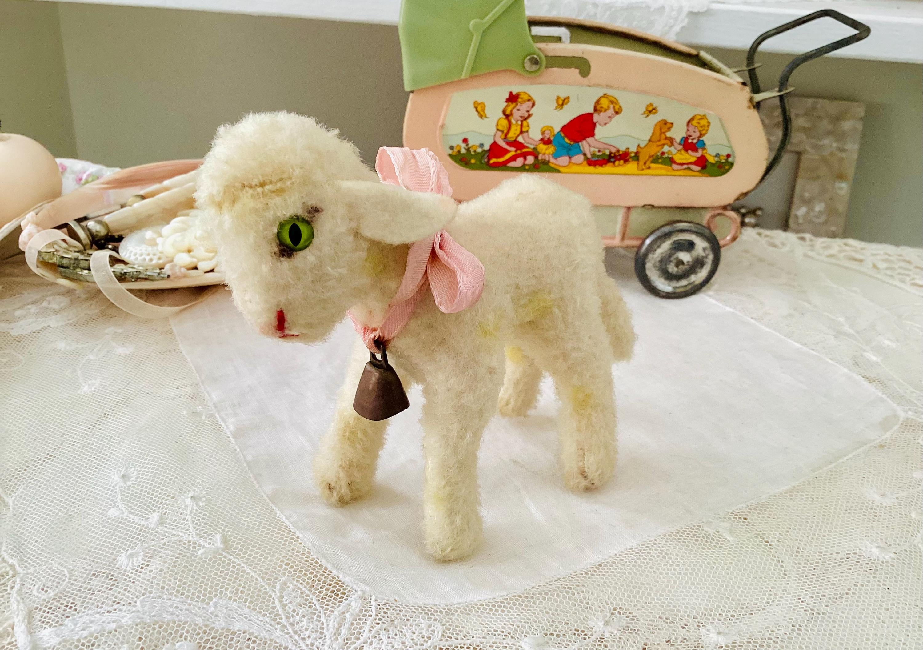 Vintage Mohair Steiff Lamby Lamb Stuffed Animal - With Bell Button