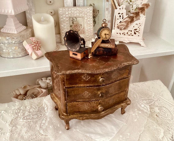 Vintage Italian Florentine Chest, Jewelry - Dresser With 2 Drawers - Etsy