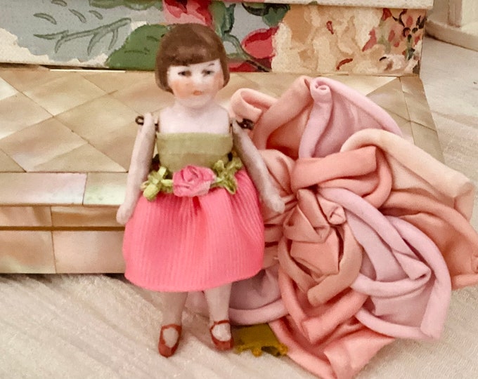 Antique Flapper Doll Miniature 1920’s Tiny, in Original Dress With Felt ...