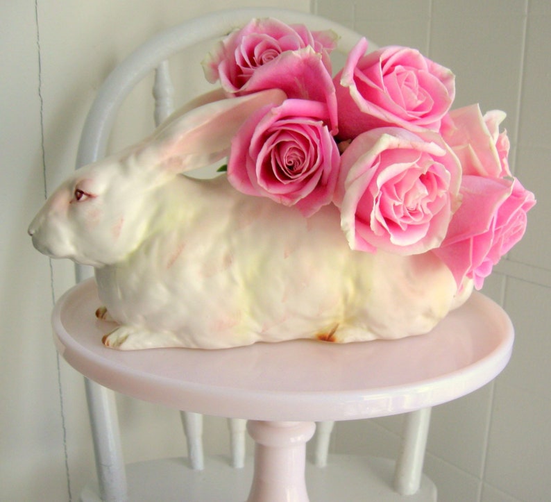 Lefton Bunny Rabbit Planter Figure Candy Dish Easter Spring Etsy
