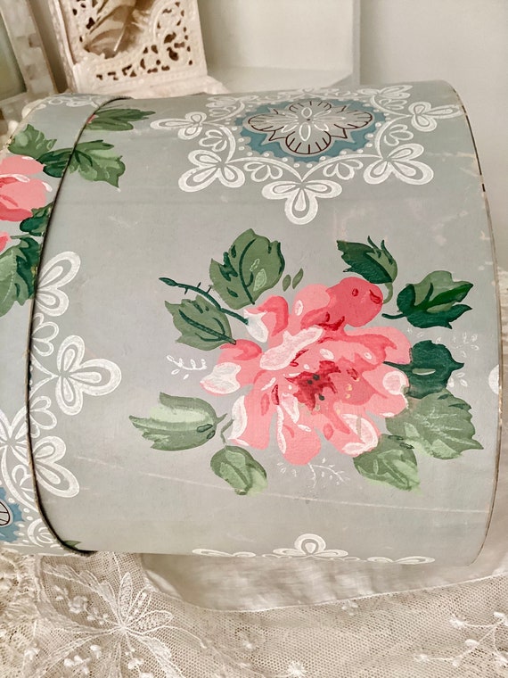Antique Pink Roses WallPaper Covered Box - Bandbo… - image 4