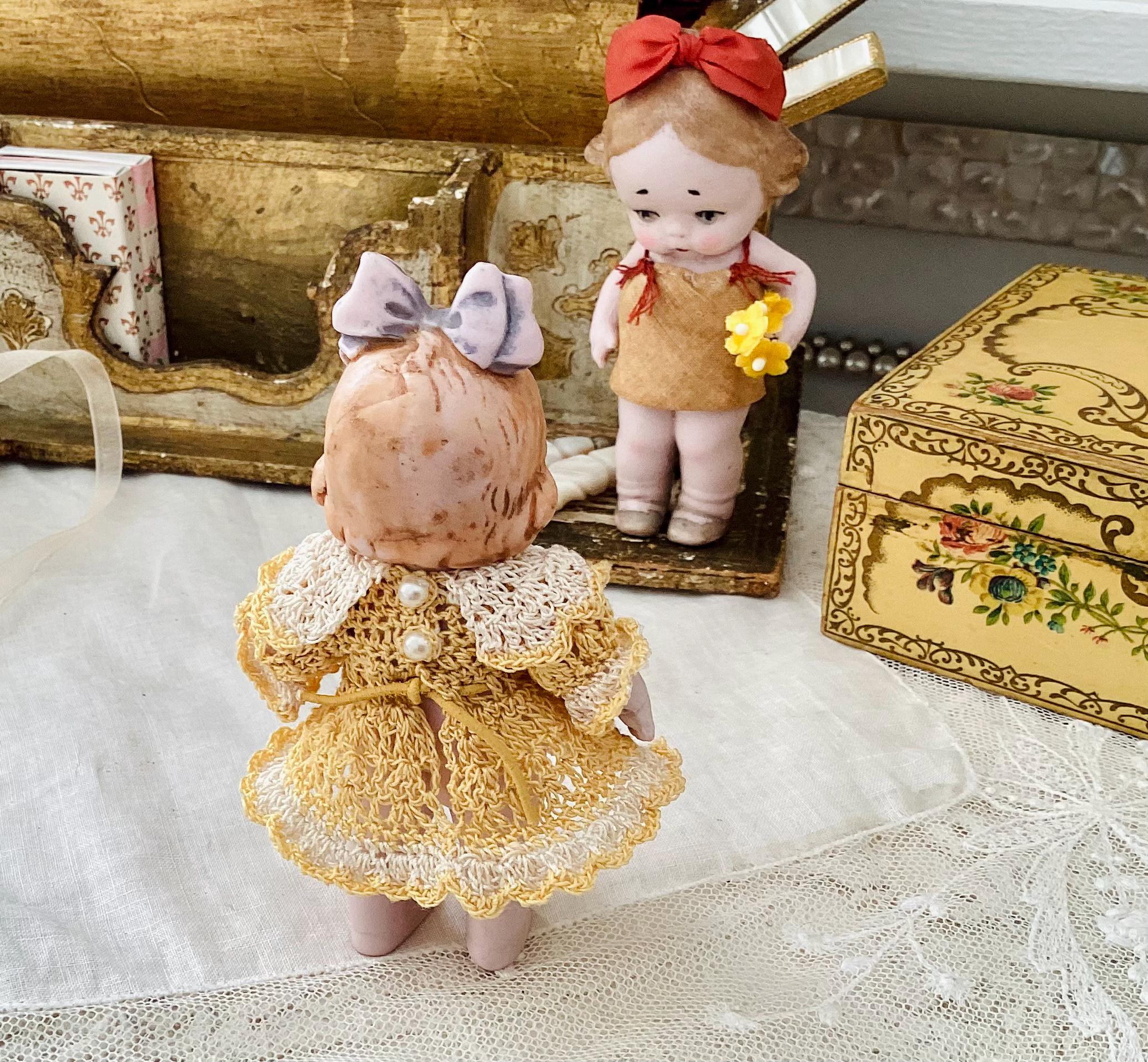 Antique German Toddler Girl Doll Miniature Hertwig 1920's Tiny