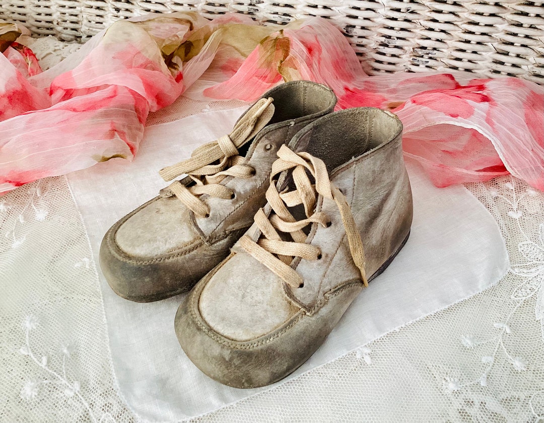 Antique Baby Shoes, White Lace-up - Etsy