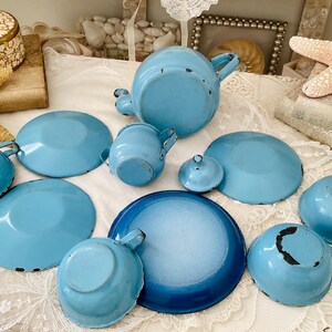 Kids' Tea Set In Pink Marble Design – Enamelware, Shatterproof & Dishwasher Safe | Perfect For Little Tea Parties