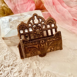 Vintage Brass Antique Kitchen Match Wall Mount Holder, Safe