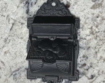 Cast Iron Vintage Antique Kitchen Match Wall Mount Holder, Cupid and Venus