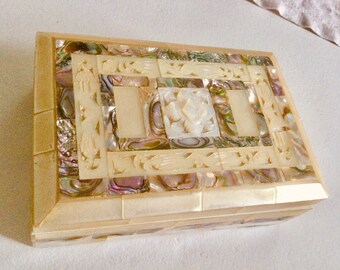 Mother of Pearl Casket Trinket, Keepsake, Presentation or Jewelry Box