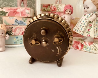 Vintage Semca Seven Jewels Alarm Clock With Aqua Blue Rhinestones
