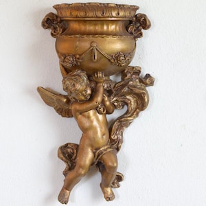 Cherub Wall Sconce Pocket Vintage Cherub Angel Ornate Planter Wall Decor Gallery Wall Baroque Style Decor