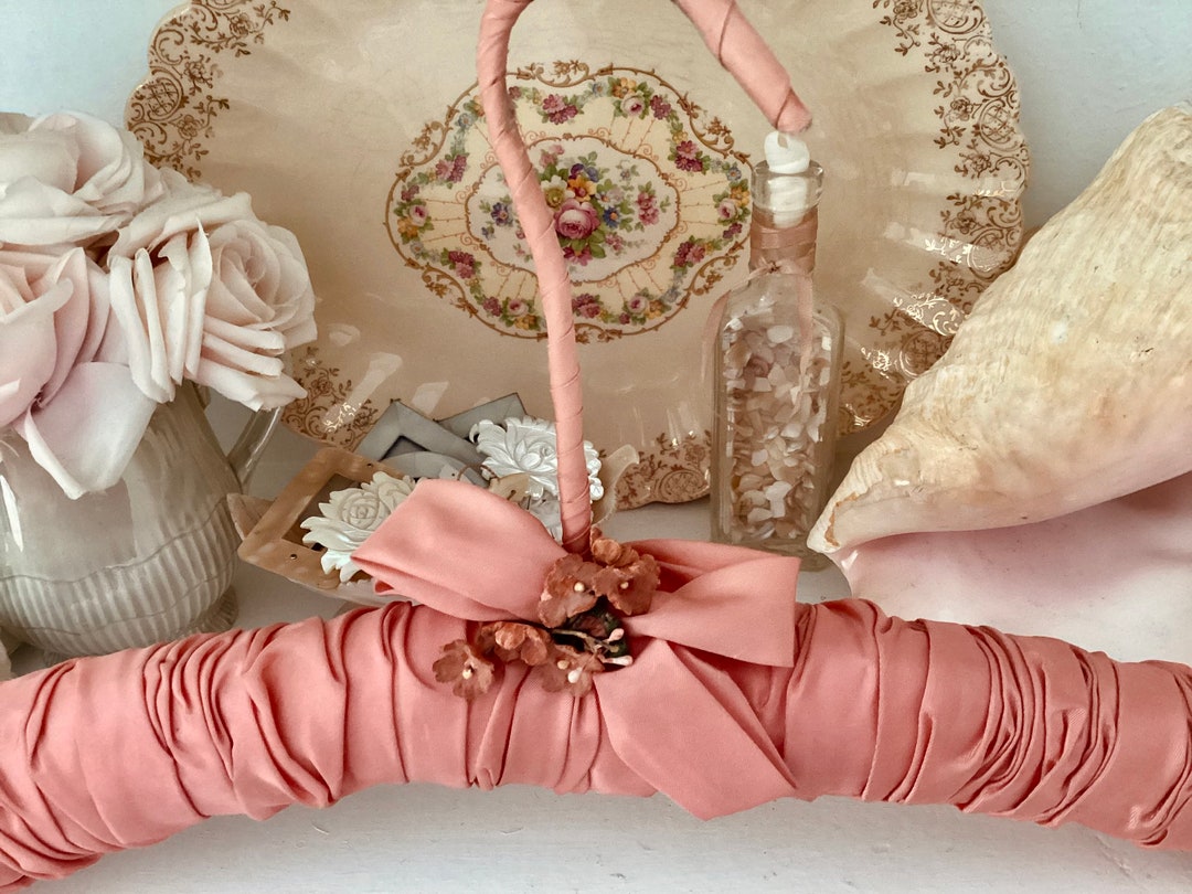 Vintage Salmon Pink Silk Wrapped Coat and Clothes Hanger With Etsy