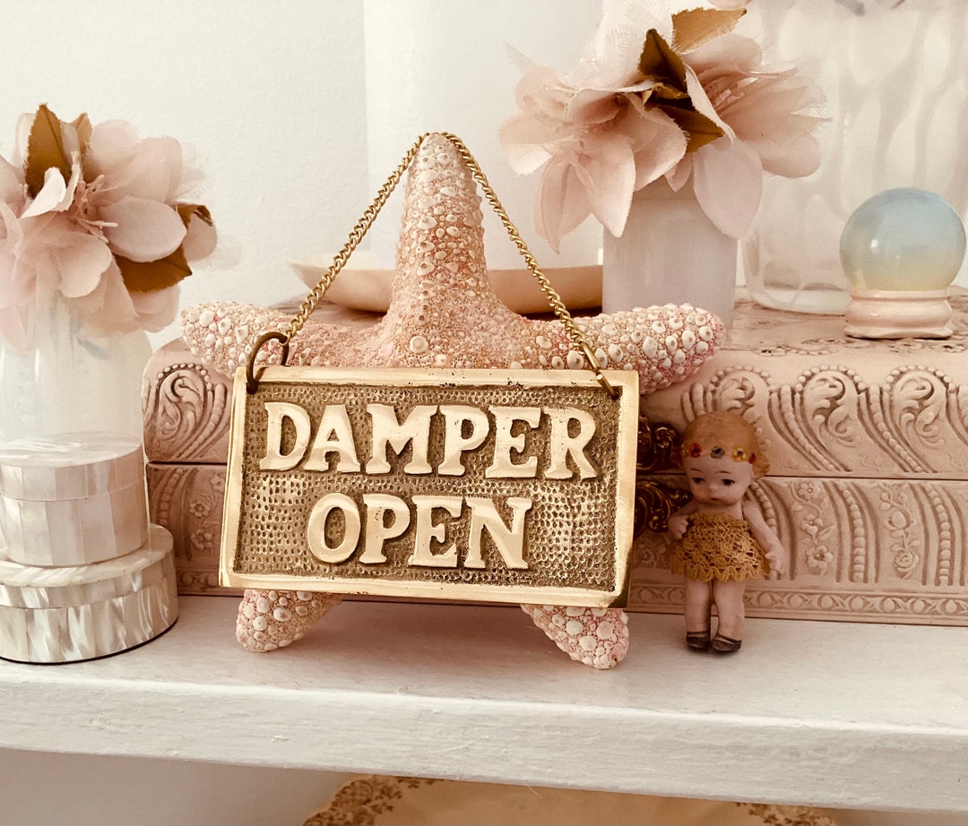 Vintage Solid Brass Damper Open Closed Sign on Chain, for Fireplace Etsy