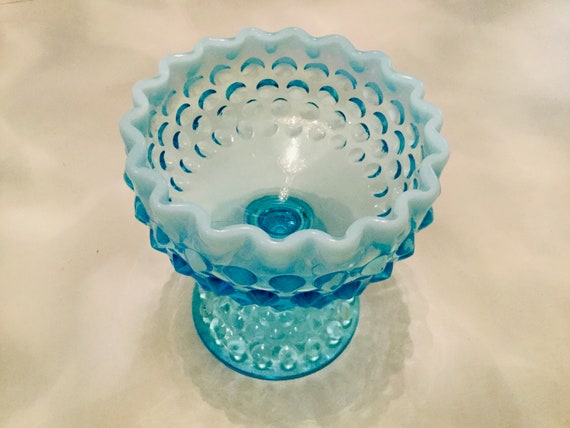 アクアブルー オパールセント キャンディディッシュ 花模様の蓋 アクア