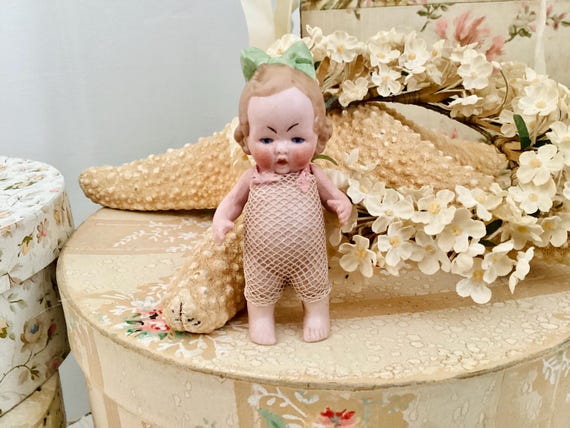 Antique German Baby Girl Doll Miniature Hertwig 1920's Tiny Bisque