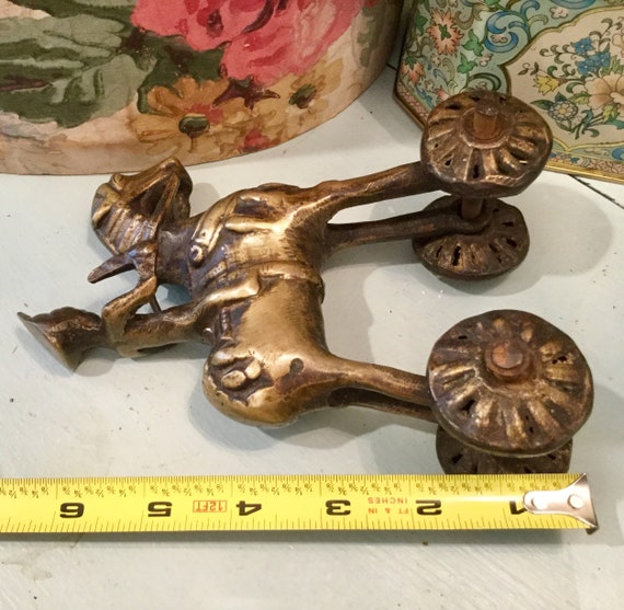 Antique Bronze East Indian Temple Toy, Brass Horse and Rider on