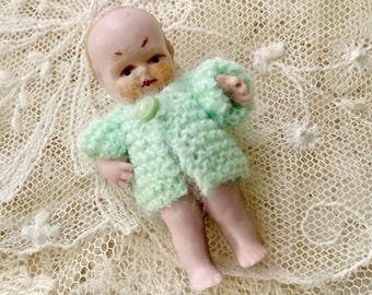 アンティーク ドイツ 女の子 ベビードール ミニチュア Hertwig 1920