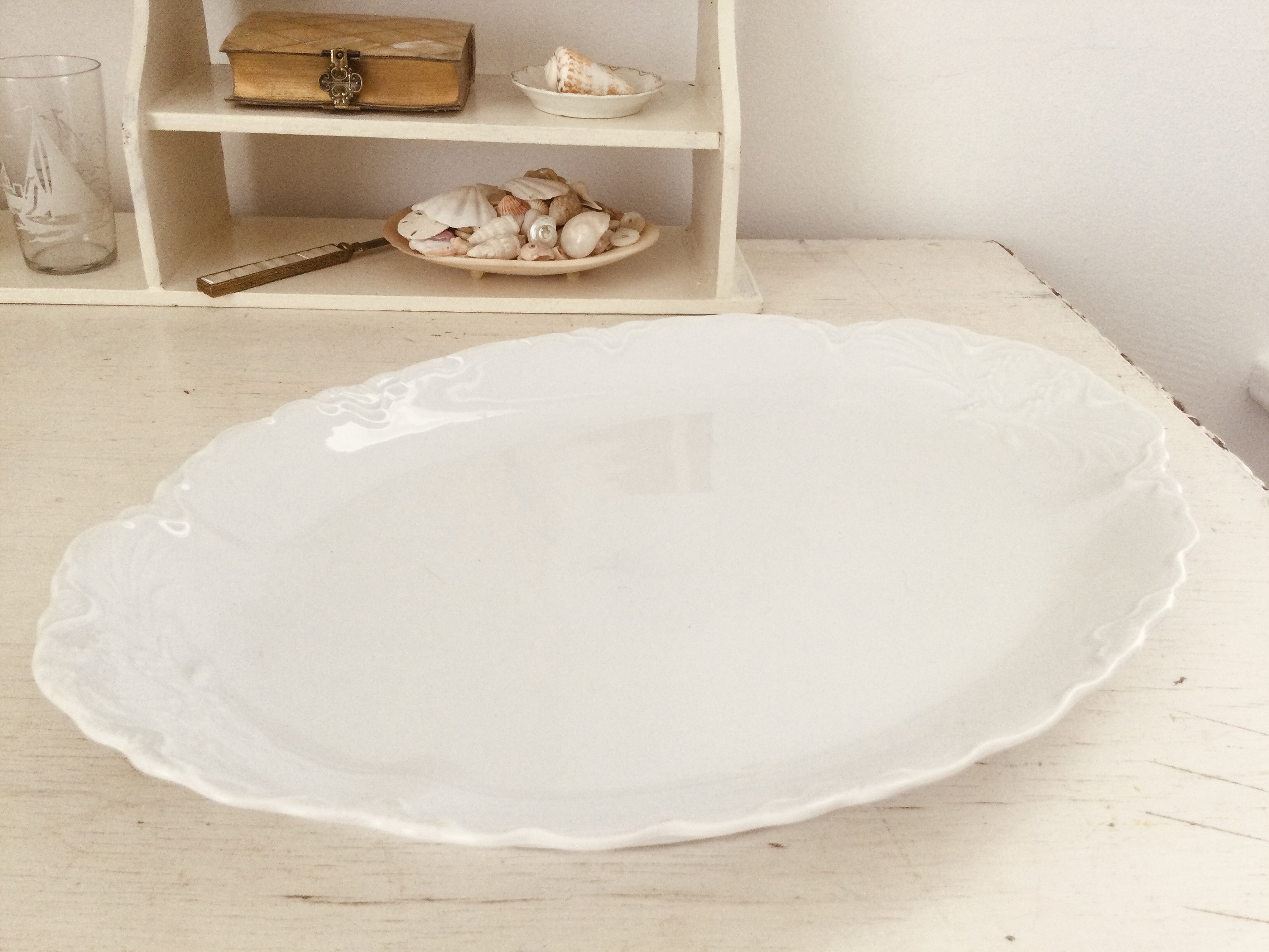 Antike weiße Servierplatte aus Eisenstein Bavaria Frankreich | Etsy